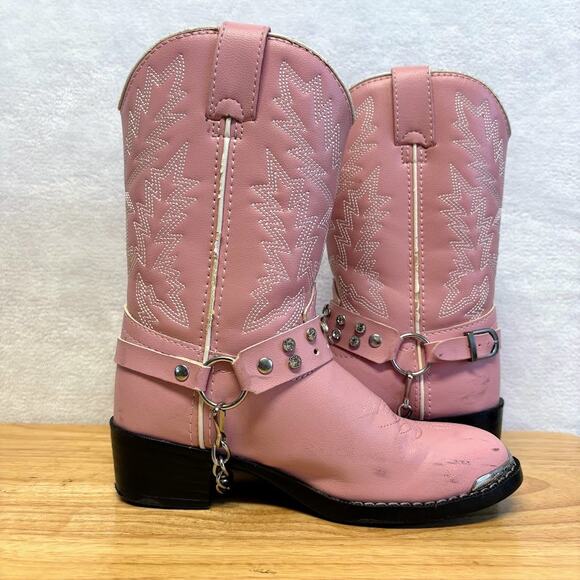 Lil' Durango Little Kid Pink Rhinestone Western Cowgirl Boots Girls Size 1 - Picture 8 of 11